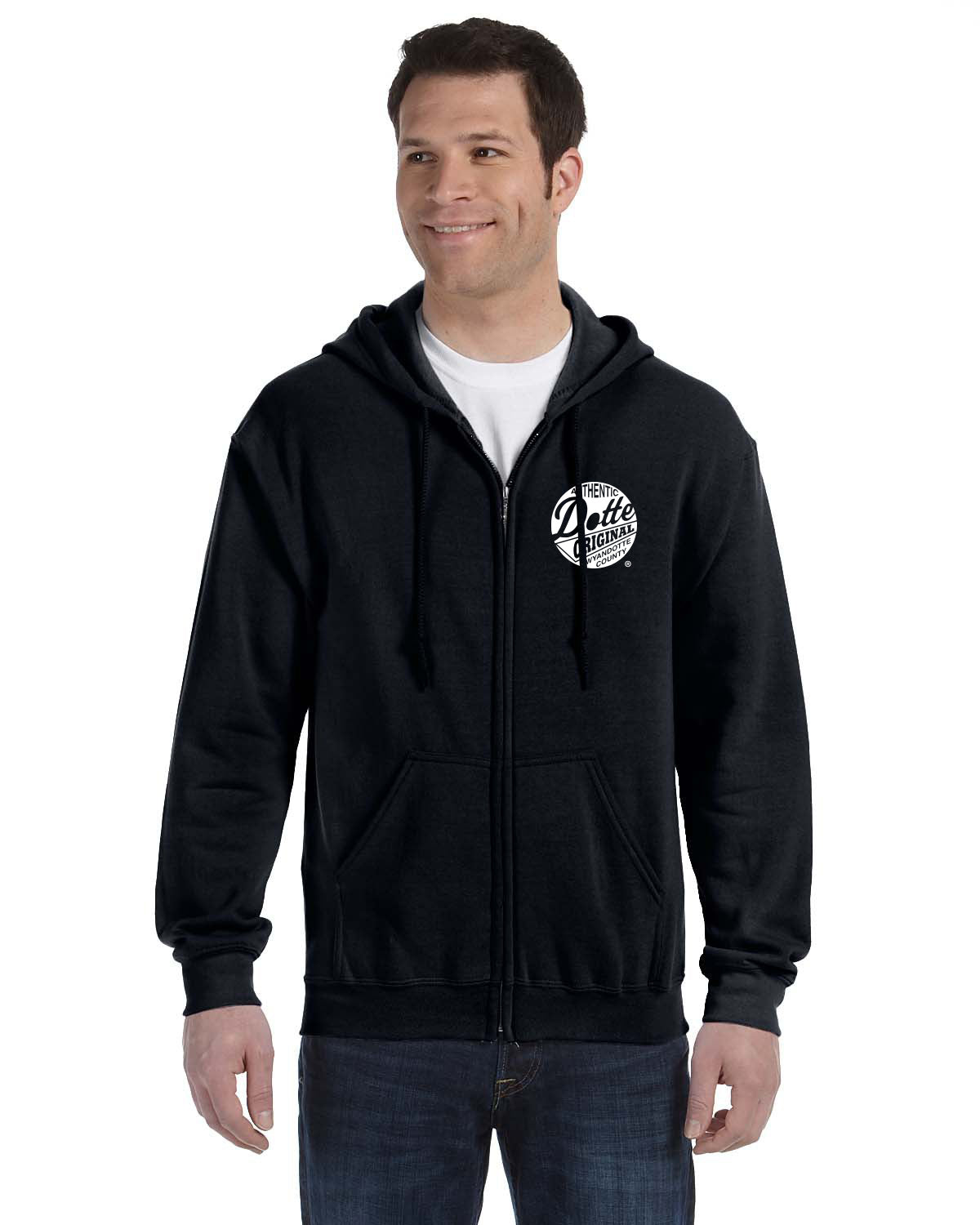 Adult Black Dotte Zip Hoodie